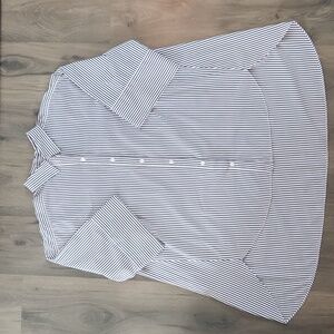 Zara Blue & White Stripe Oversized Trapeze Button Up Shirt